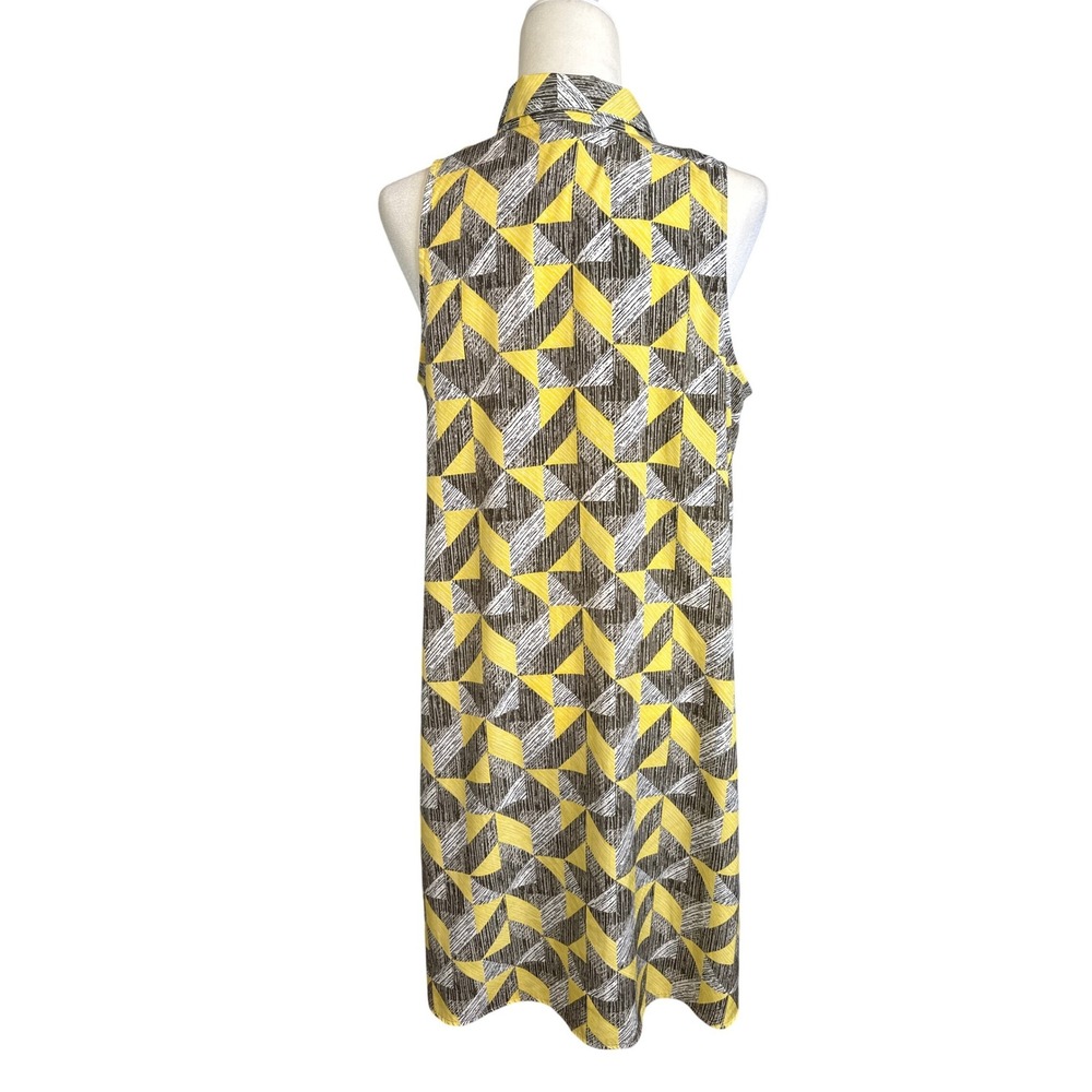 Alfani Womens Yellow Grey‎ Geometric Triangle Sleeveless Button Front Dress 10 - Picture 3 of 9